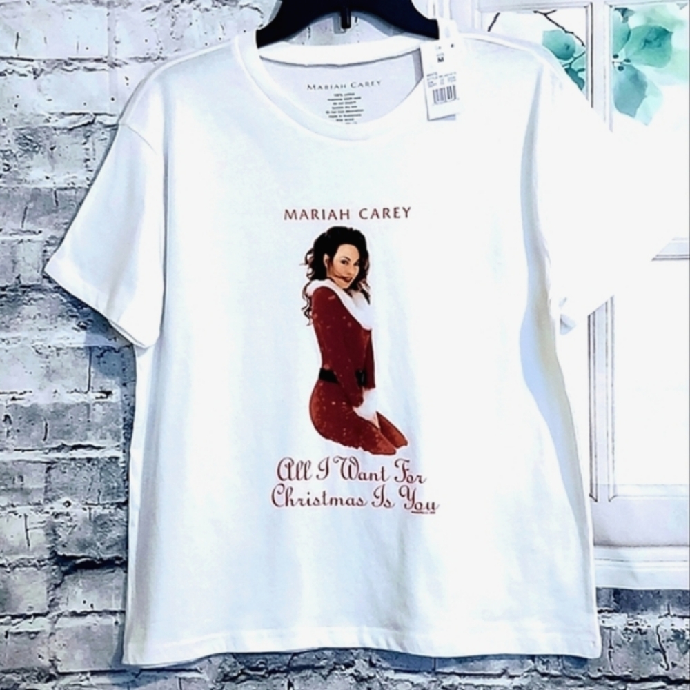 MARIAH CAREY ALL I WANT FOR CHRISTMAS IS YOU COTTON TEE SHIRT WOMEN'S SIZE M